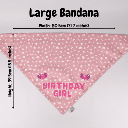 Large Birthday Girl Dog Bandana