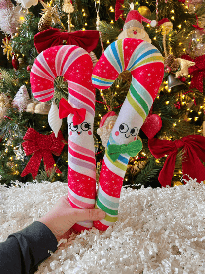 candy cane plush dog toy