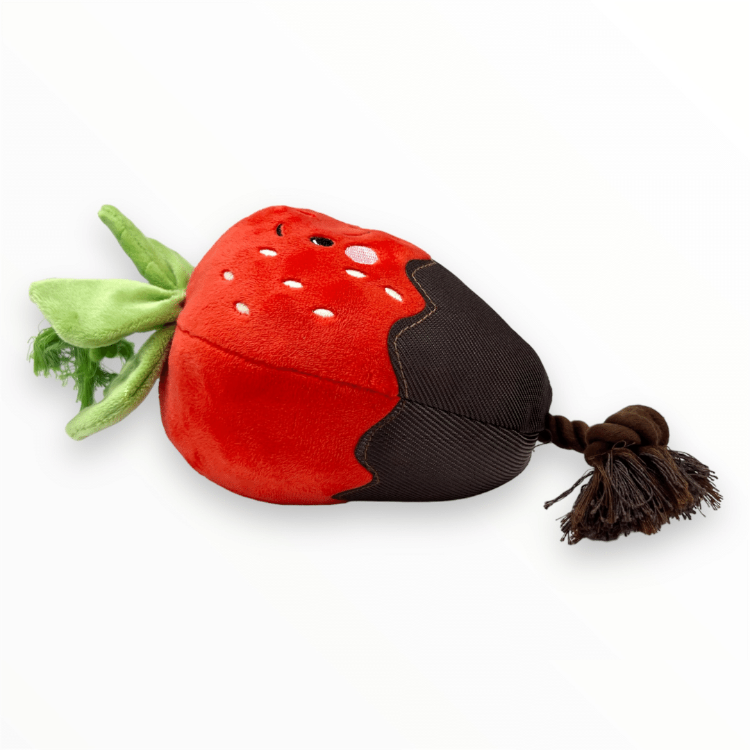 Large Chocolate Dipped Strawberry Rope Plush Dog Toy