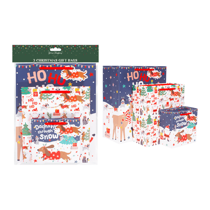 dog christmas gift bag 3 pack