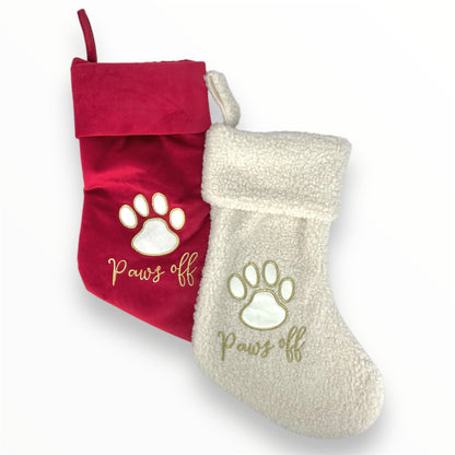 dog paws off christmas stocking