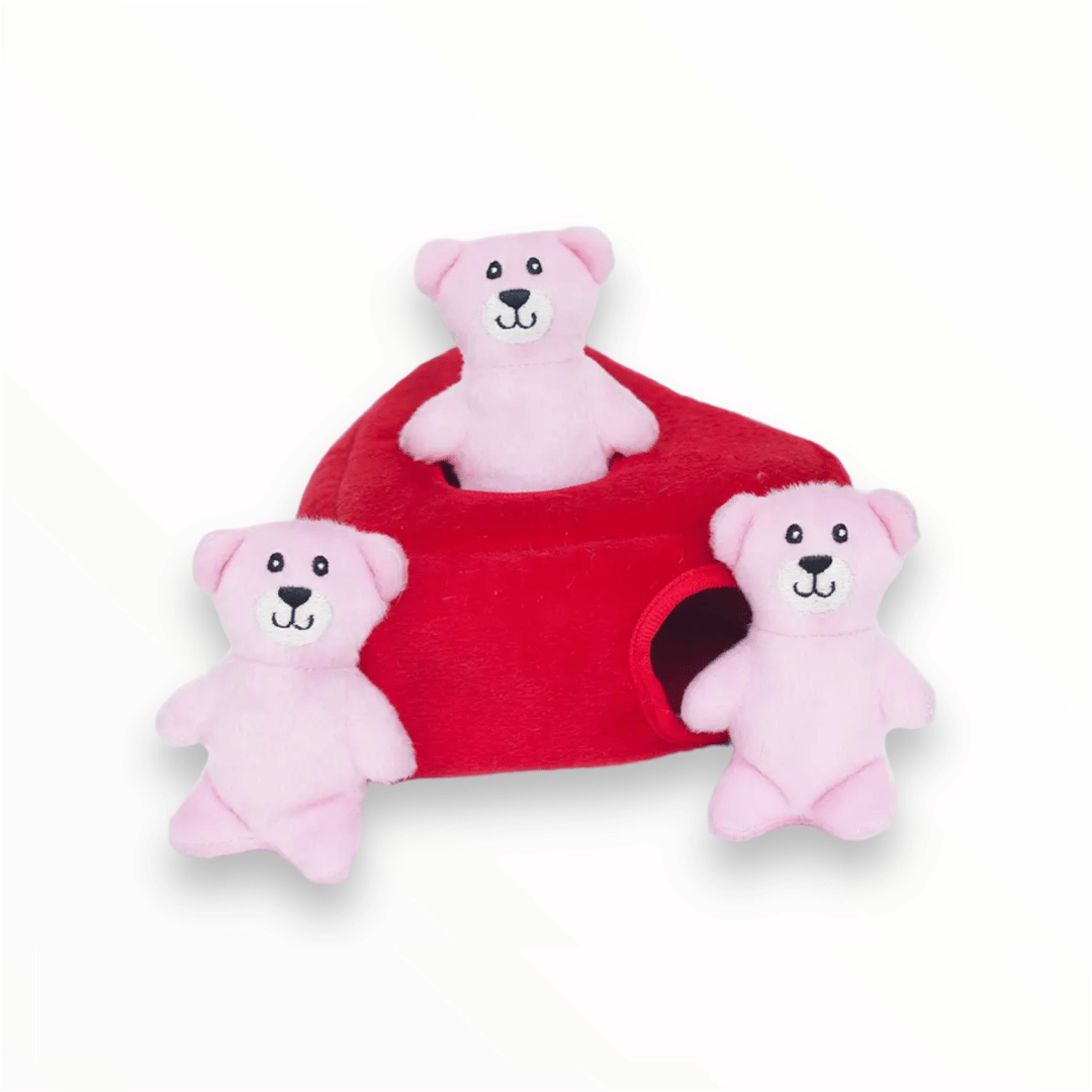 Heart And Bears Hide And Seek Burrow Dog Toy