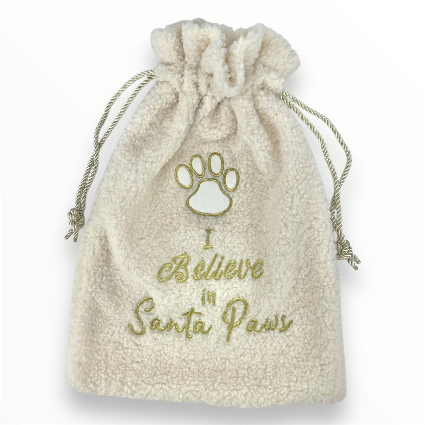 i believe in santa paws christmas sack