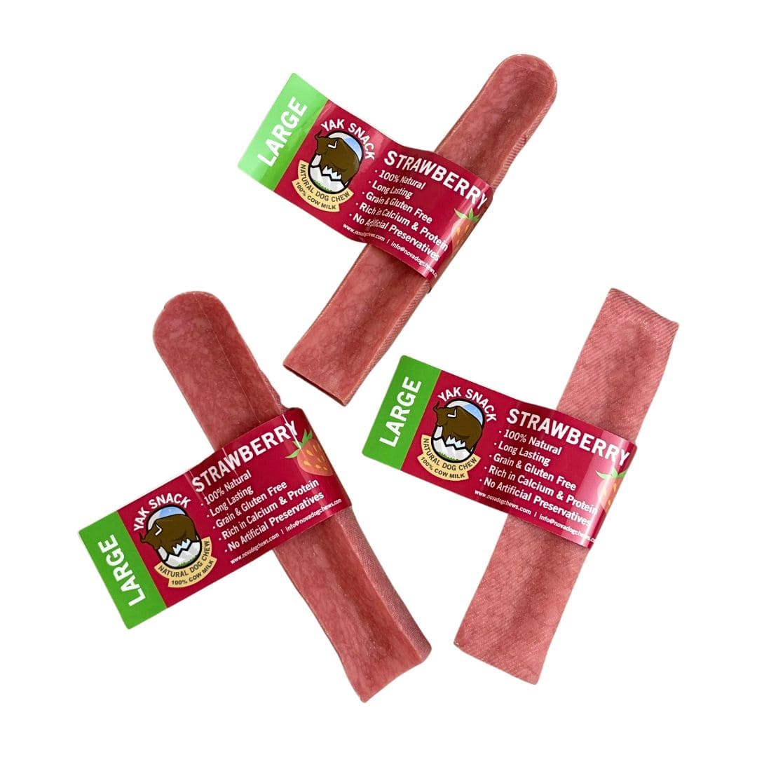 Strawberry Yak Snack Dog Chew Bar - M, L