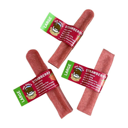 Strawberry Yak Snack Dog Chew Bar - M, L