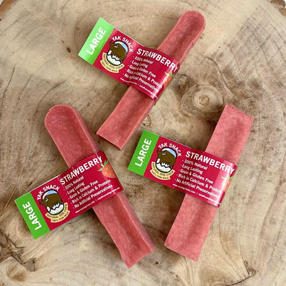 Strawberry Yak Snack Dog Chew Bar - M, L