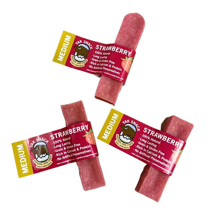 Strawberry Yak Snack Dog Chew Bar - M, L