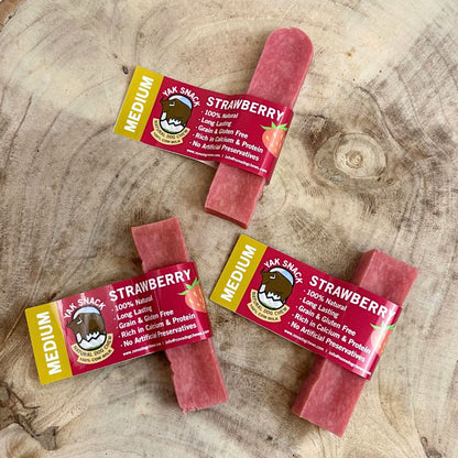 Strawberry Yak Snack Dog Chew Bar - M, L