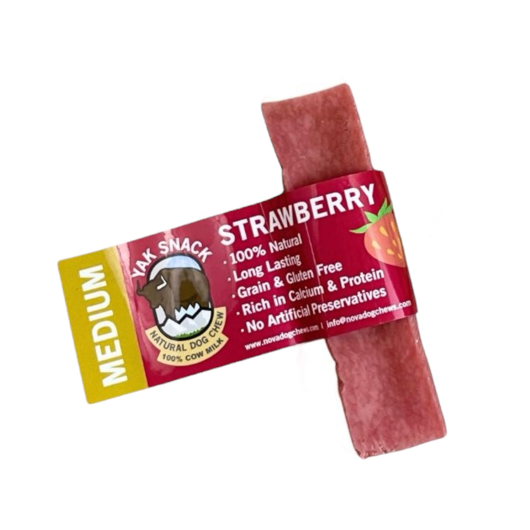 Strawberry Yak Snack Dog Chew Bar - M, L