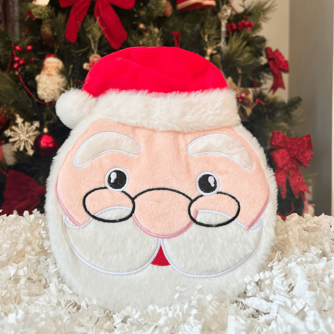 round santa head plush dog toy