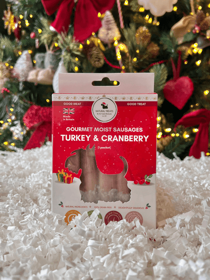 turkey and cranberry gourmet moist sausages christmas dog treats