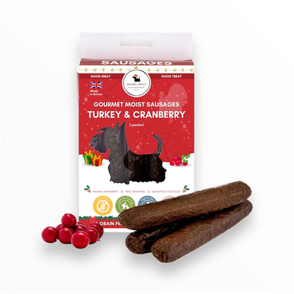 turkey and cranberry gourmet moist sausages christmas dog treats