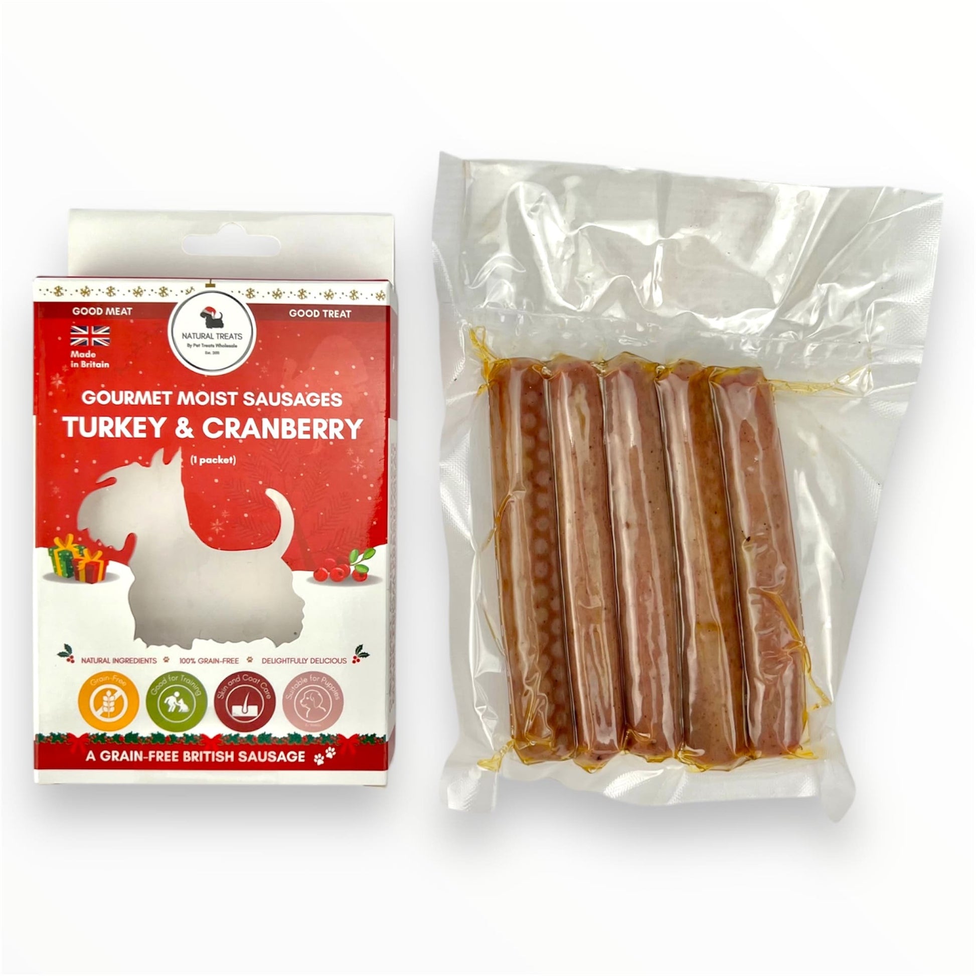 turkey and cranberry gourmet moist sausages christmas dog treats